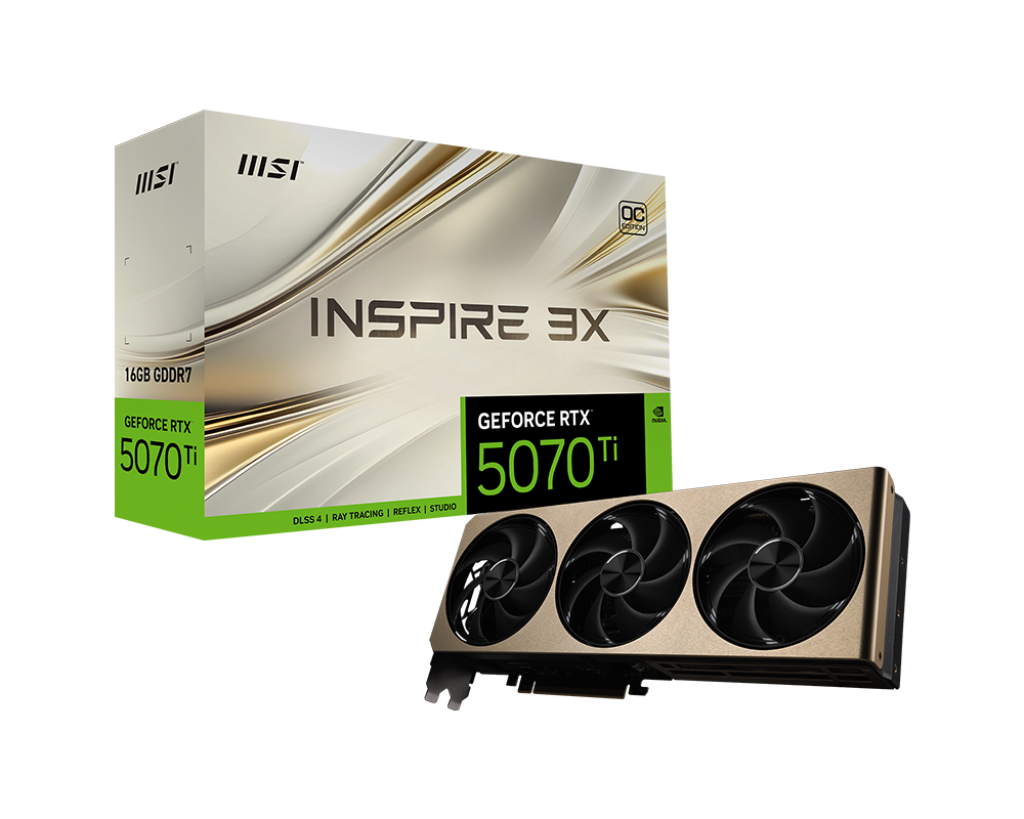 MSI GEFORCE RTX 5070 TI INSPIRE 3X OC PLUS 16GB GDDR7 GRAPHIC CARD