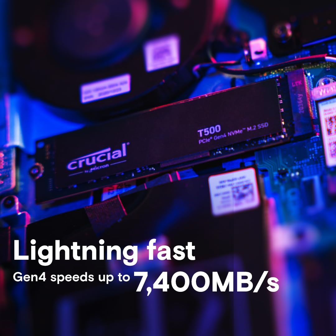 CRUCIAL T500 4TB PCIE GEN4 NVME M.2 SSD CT4000T500SSD3 - Image 2
