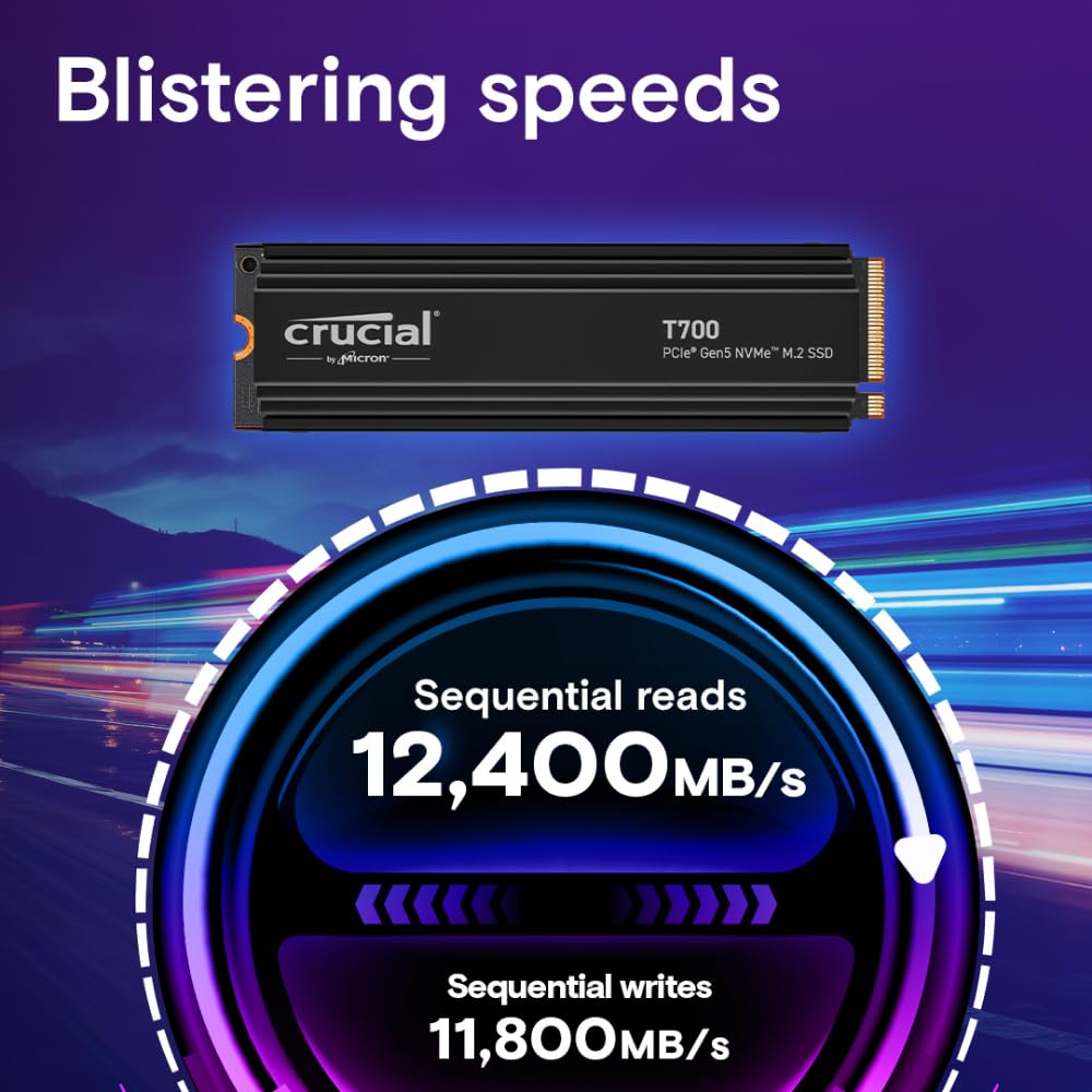 CRUCIAL T700 4TB PCIE GEN5 NVME M.2 SSD WITH HEATSINK CT4000T700SSD5 - Image 2