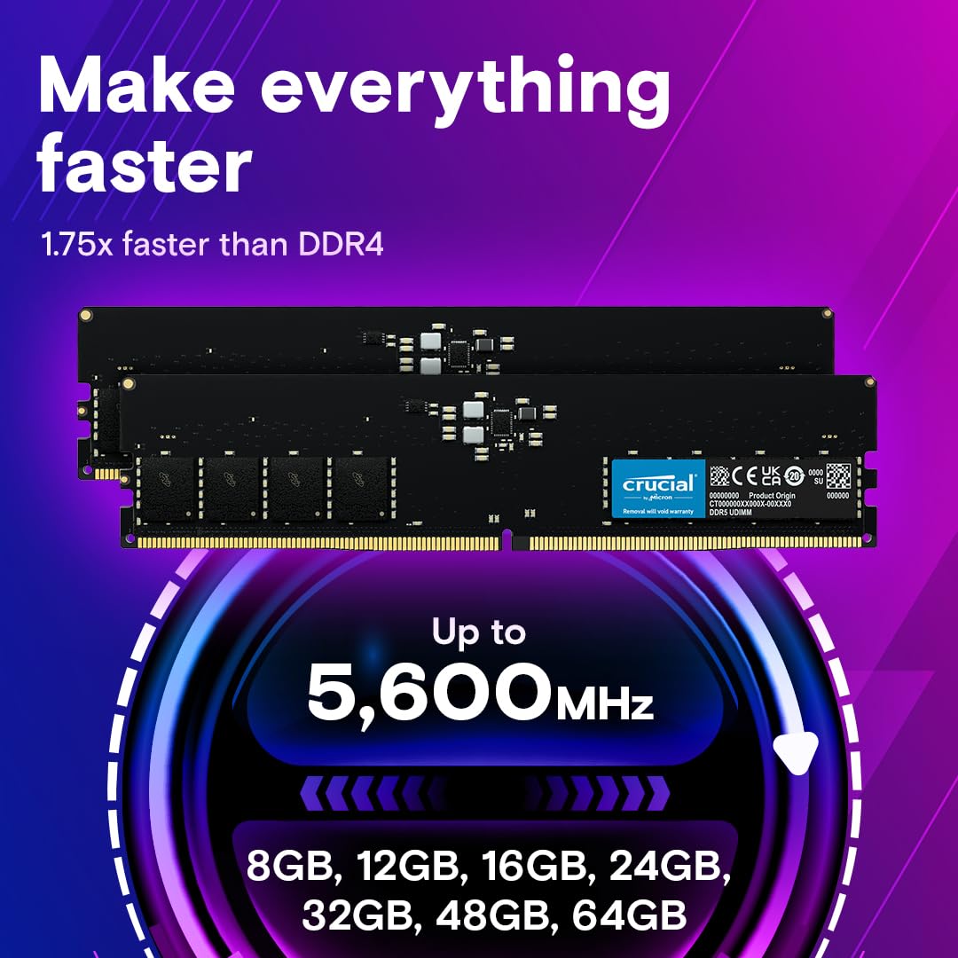 CRUCIAL 16GB DDR5-5600 DESKTOP RAM CL46 CT16G56C46U5 - Image 3