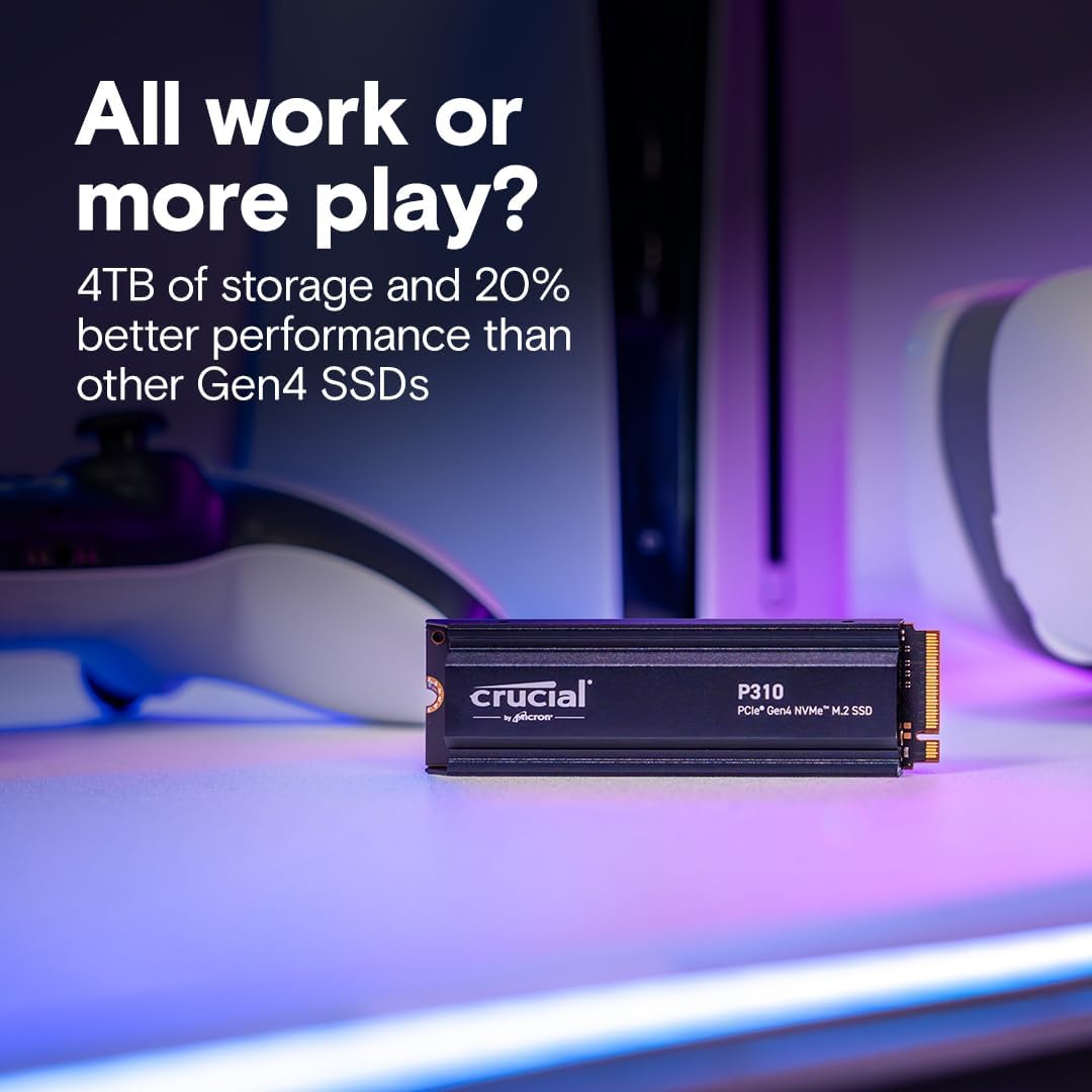CRUCIAL P310 2TB PCIE GEN4 2280 NVME M.2 SSD WITH HEATSINK CT2000P310SSD5 - Image 3