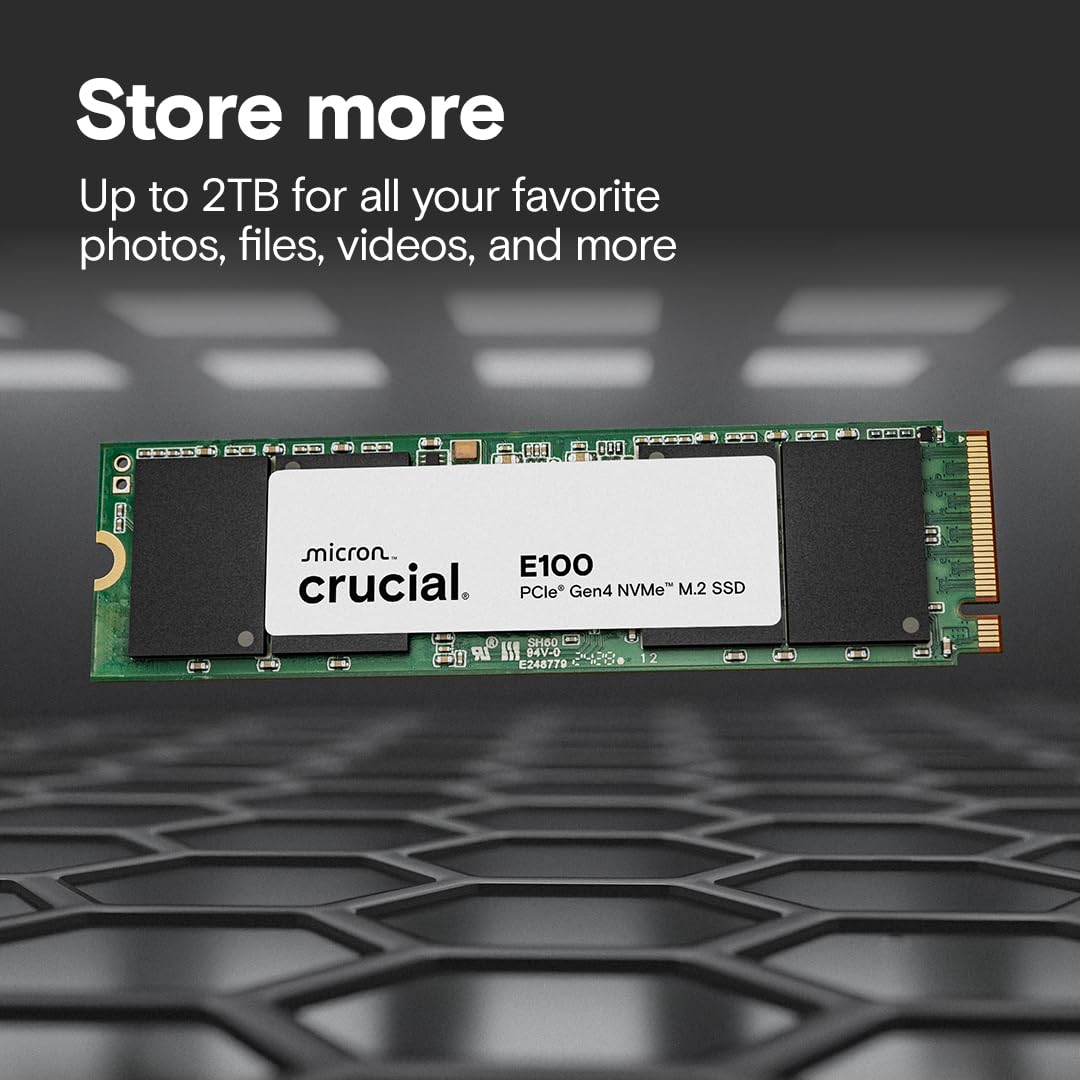 CRUCIAL E100 480GB PCIE GEN4 2280 NVME M.2 SSD CT480E100SSD8 - Image 3