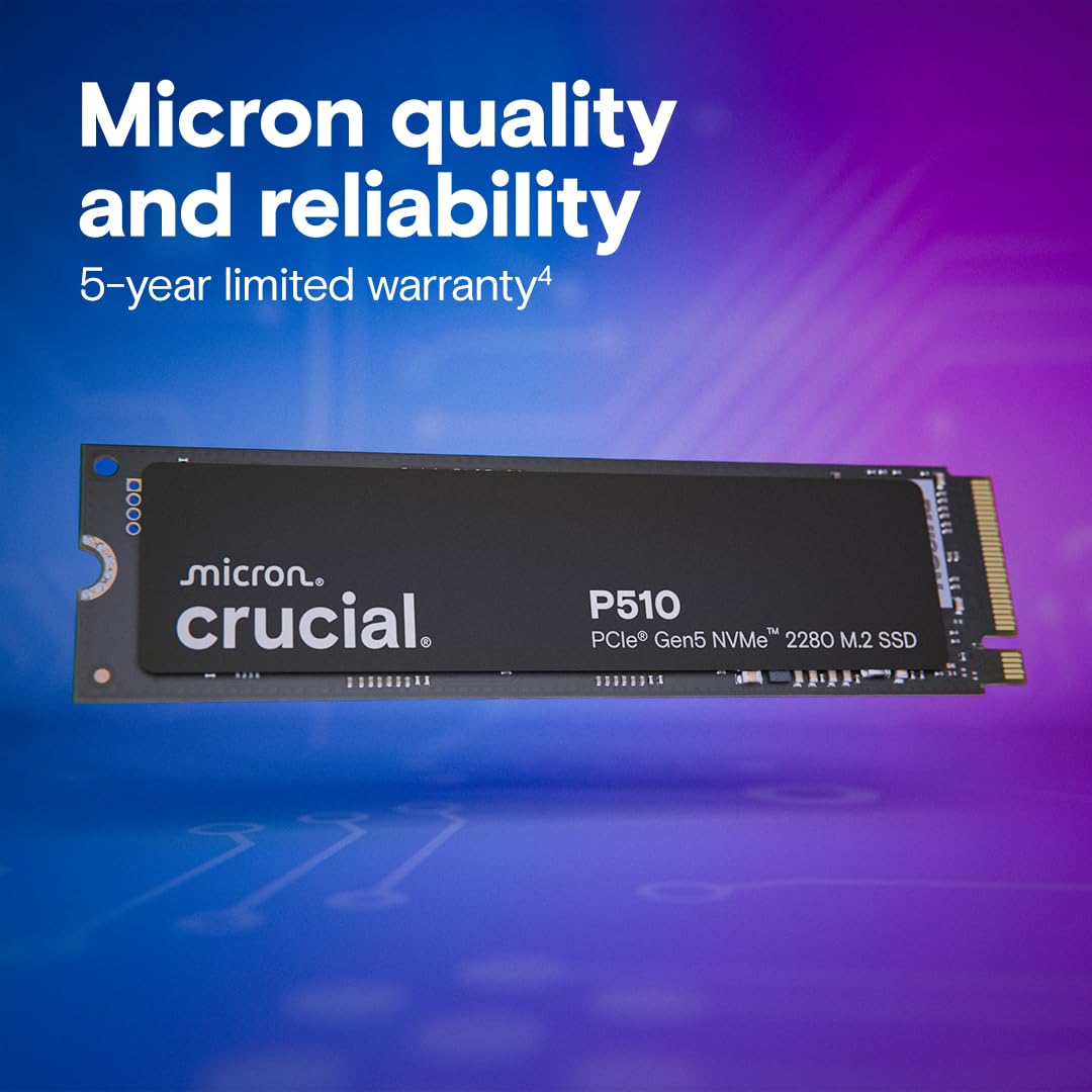 CRUCIAL P510 2TB PCIE GEN5 NVME 2280 M.2 SSD CT2000P510SSD8 - Image 5