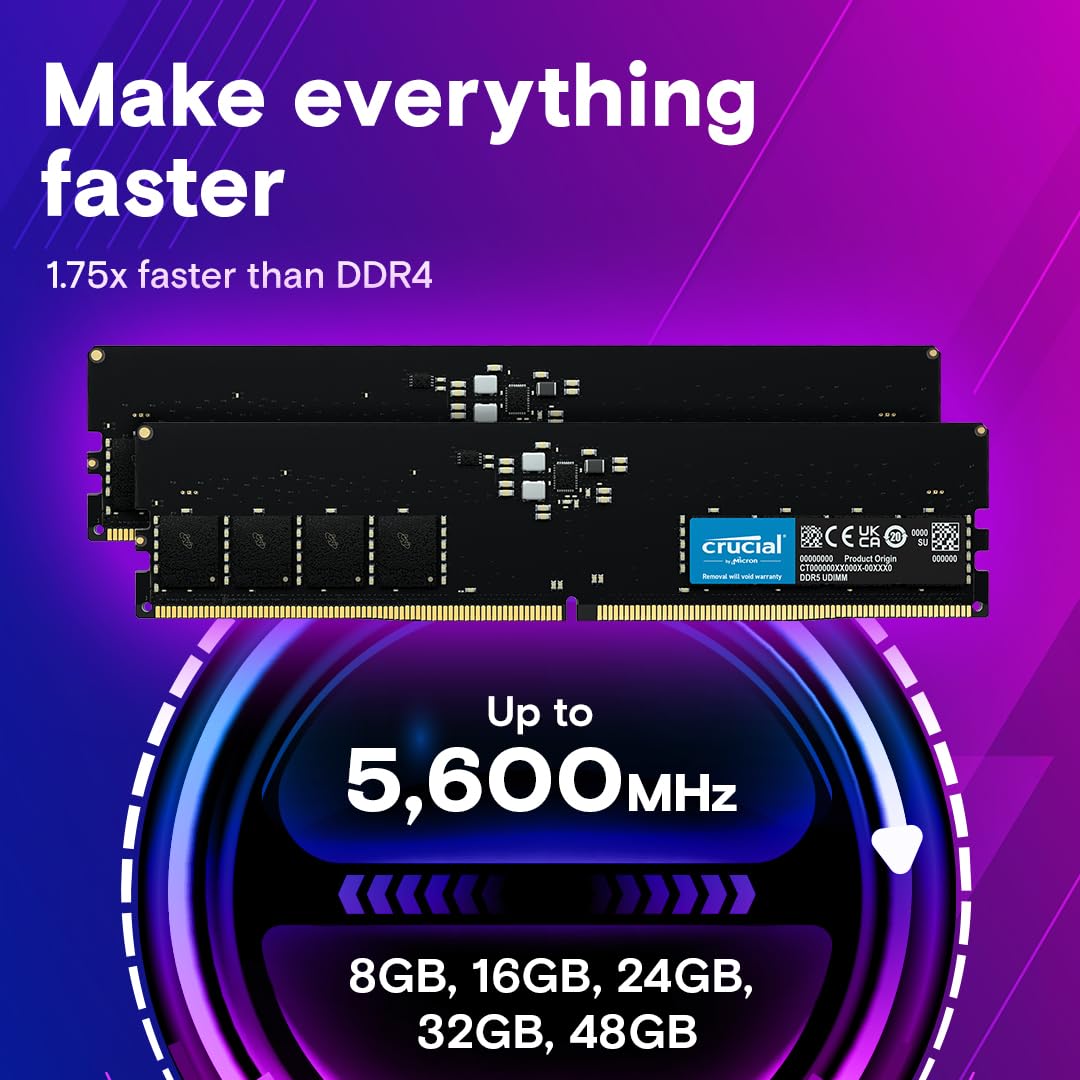 CRUCIAL 8GB DDR5-4800 DESKTOP RAM CL40 CT8G48C40U5 - Image 3
