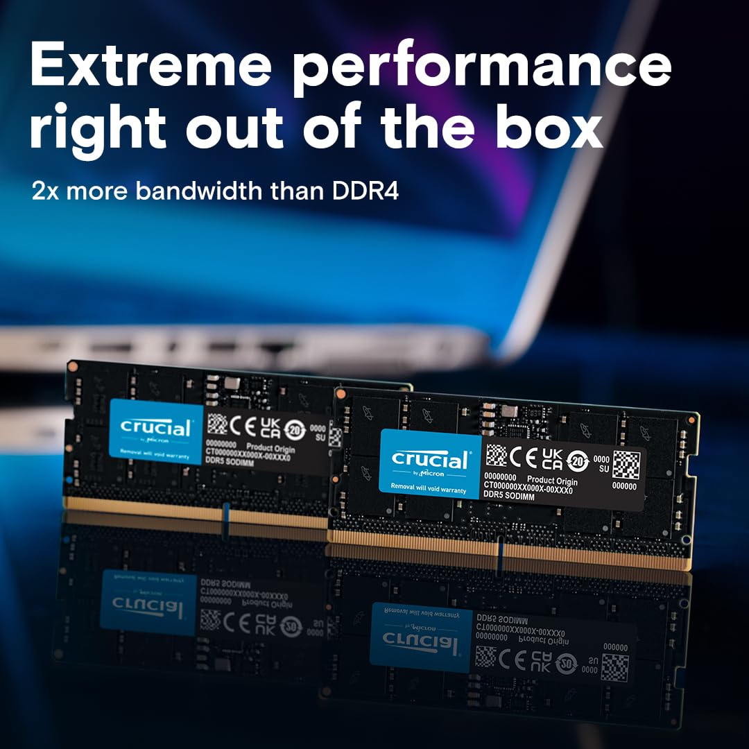 CRUCIAL 8GB DDR5-4800 SODIMM CL40 RAM CT8G48C40S5 - Image 2