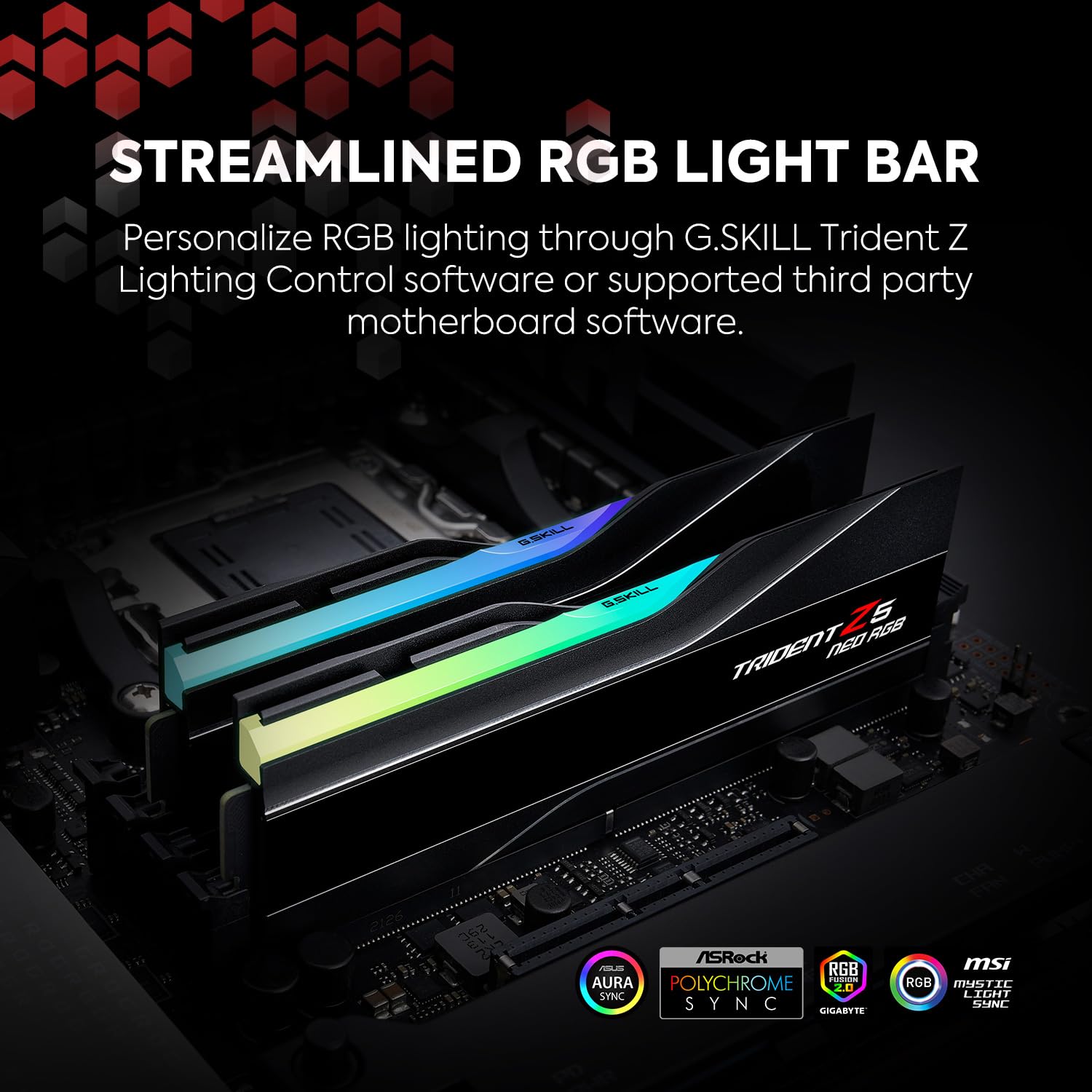 GSKILL MEMORY F5-6000J3038F16GX2-TZ5NR -32GB (16GBX2) 6000MHZ TRIDENT Z5 NEO RGB CL30 - Image 3