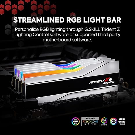 GSKILL TRIDENT Z5 NEO RGB 64GB (32GBX2) DDR5 6000MHZ DESKTOP RAM (WHITE) CL36 - Image 5