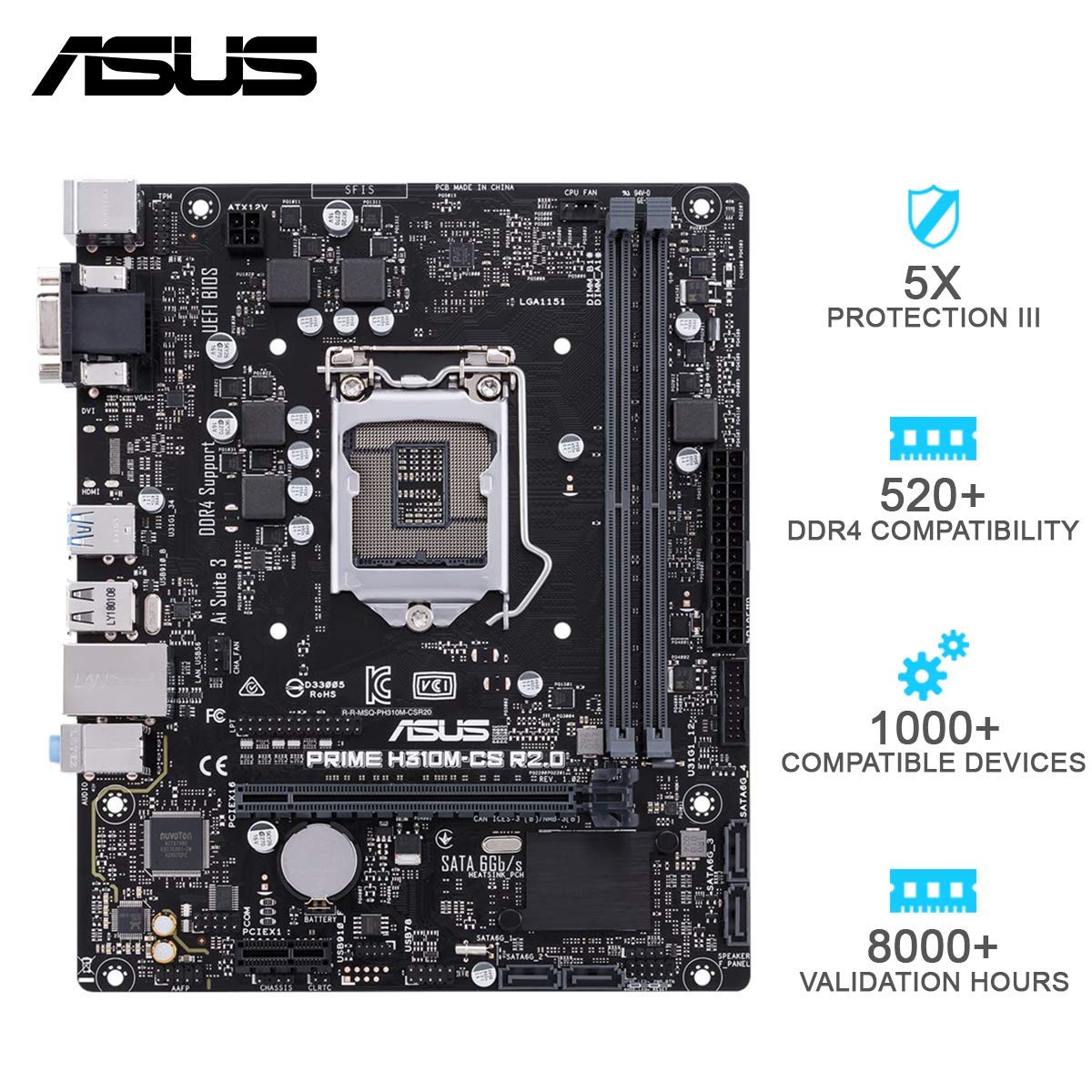 ASUS PRIME H310M CS R2 INTEL LGA1151 MOTHERBOARD - Image 3