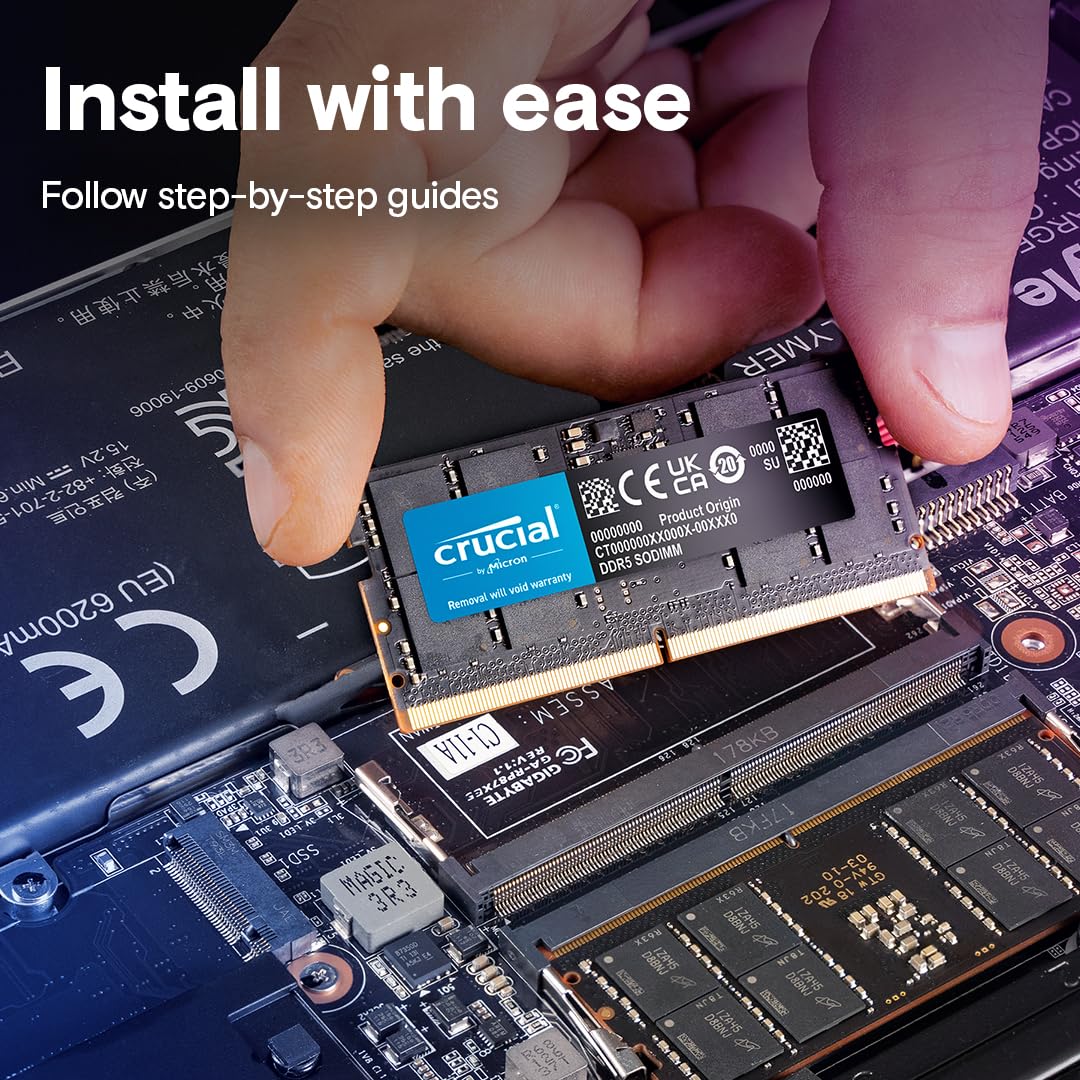 CRUCIAL 8GB DDR5-4800 SODIMM CL40 RAM CT8G48C40S5 - Image 6