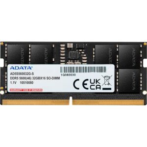 ADATA 32GB (1X32GB) 5600MHZ CL46 SO-DIMM LAPTOP RAM (AD5S560032G-S)