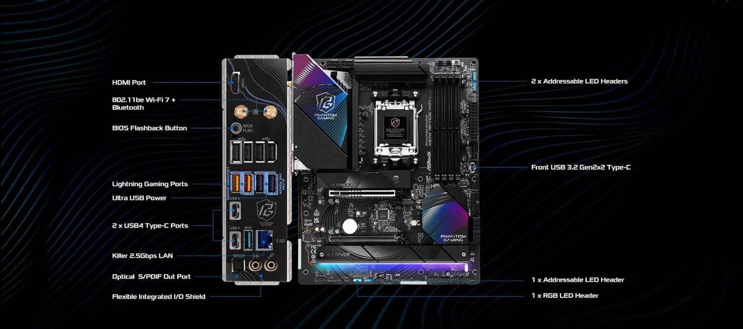 ASROCK PHANTOM GAMING X870 RIPTIDE WIFI MOTHERBOARD - Image 3