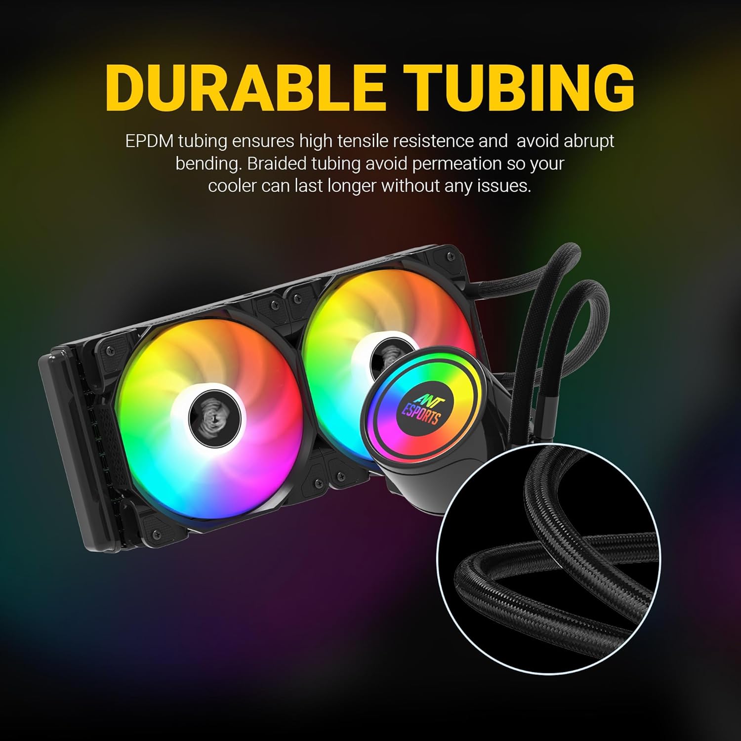 ANT ESPORTS ICE-240 ARGB 240MM AIO LIQUID COOLER BLACK - Image 2