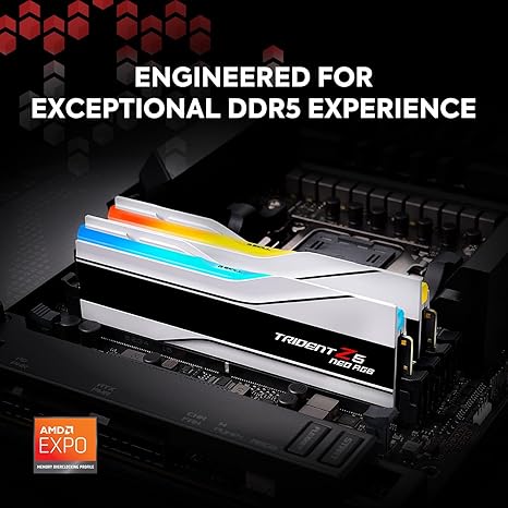 GSKILL TRIDENT Z5 NEO RGB 64GB (32GBX2) DDR5 6000MHZ DESKTOP RAM (WHITE) CL36 - Image 4