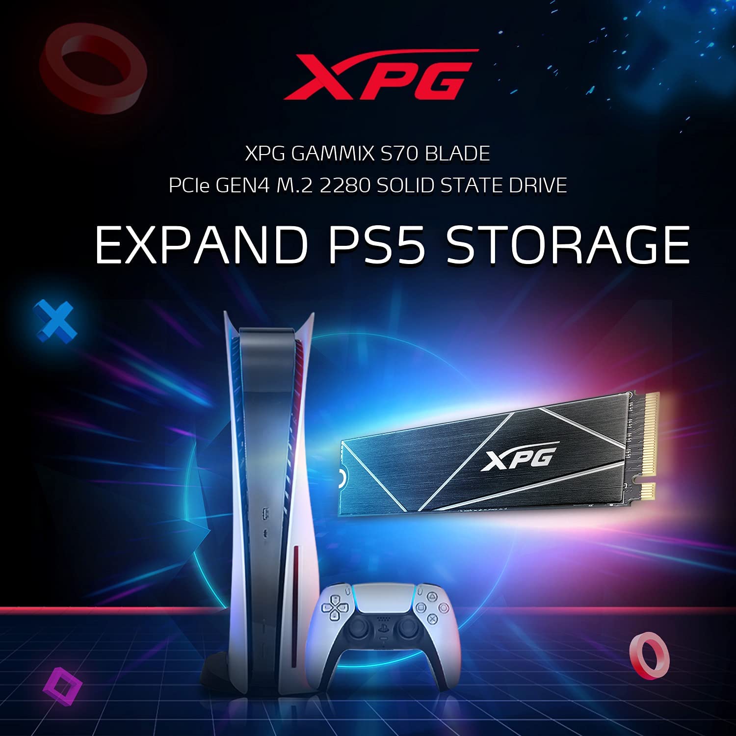 ADATA XPG GAMMIX S70B BLADE M.2 NVME 2TB PCIE GEN4 2280 SSD AGAMMIXS70B-2T-CS - Image 3