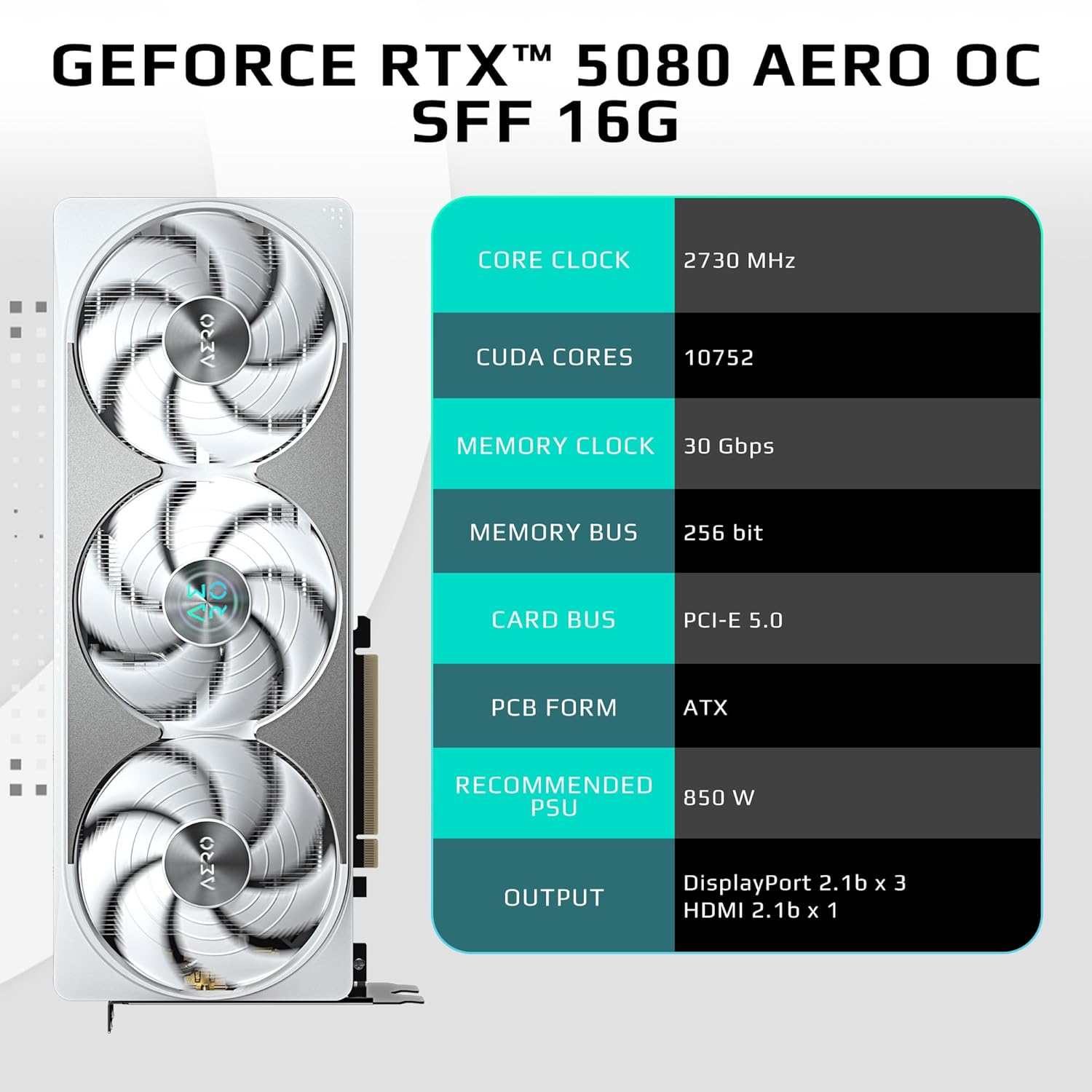 GIGABYTE GEFORCE RTX 5080 AERO OC 16GB GDDR7 - Image 3