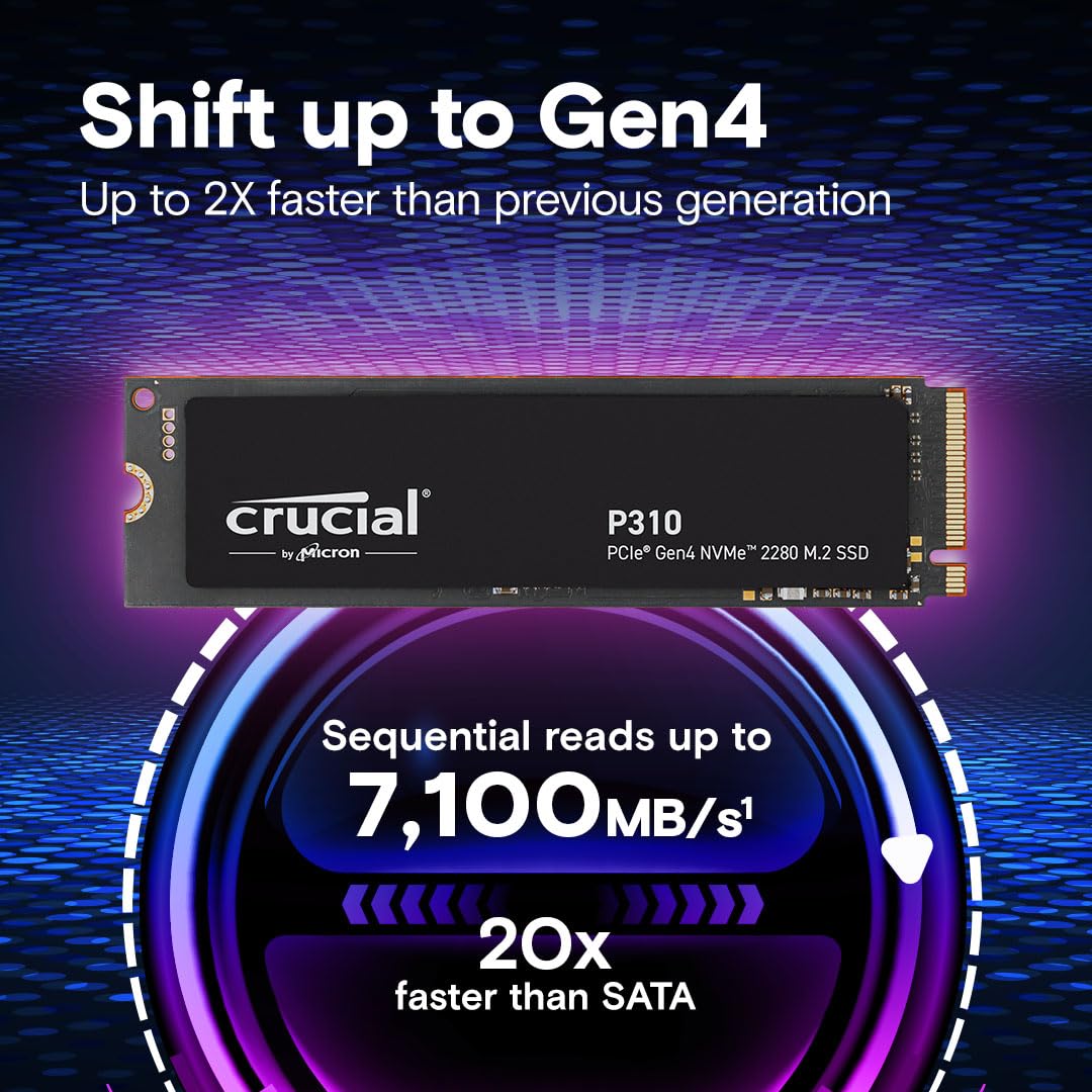CRUCIAL P310 500GB PCIE GEN4 NVME M.2 SSD CT500P310SSD8 - Image 2