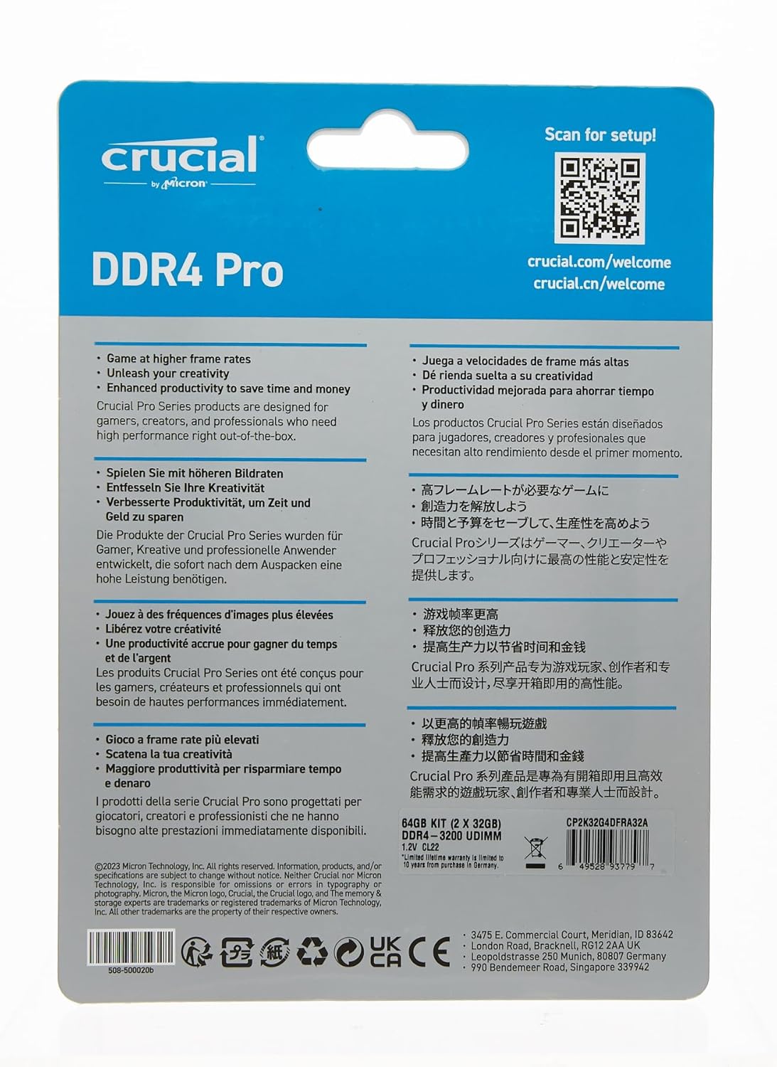 CRUCIAL PRO 64GB KIT (2X32GB) DDR4-3200 UDIMM CL22 RAM CP2K32G4DFRA32A - Image 7