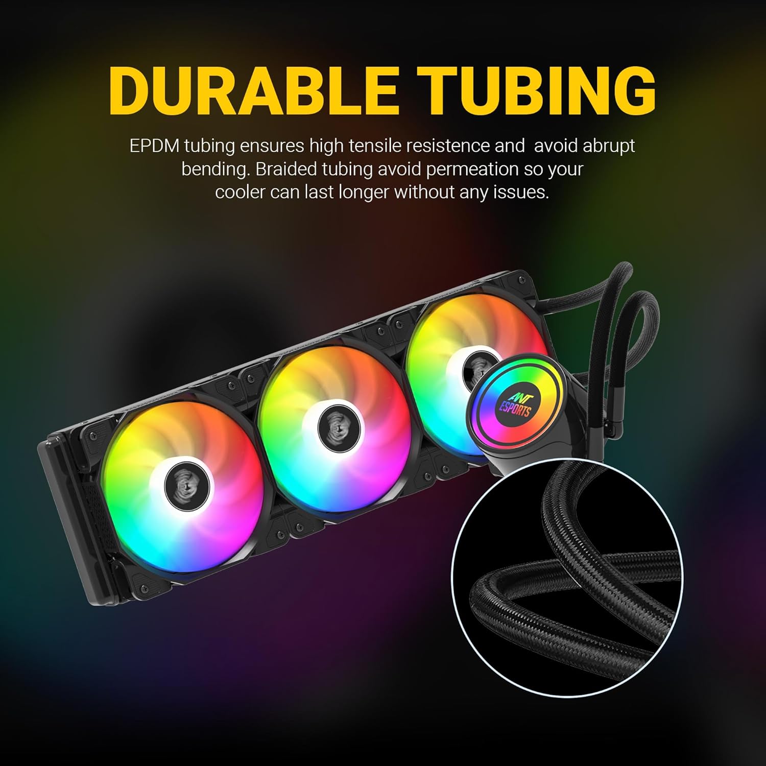 ANT ESPORTS ICE-360 ARGB 360MM AIO LIQUID COOLER BLACK - Image 3