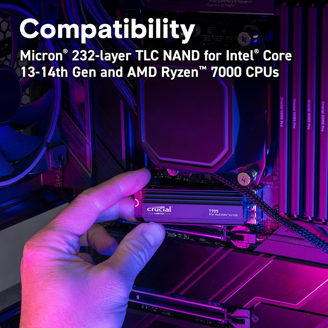 CRUCIAL T705 1TB PCIE GEN5 NVME M.2 SSD WITH HEATSINK CT1000T705SSD5 - Image 5