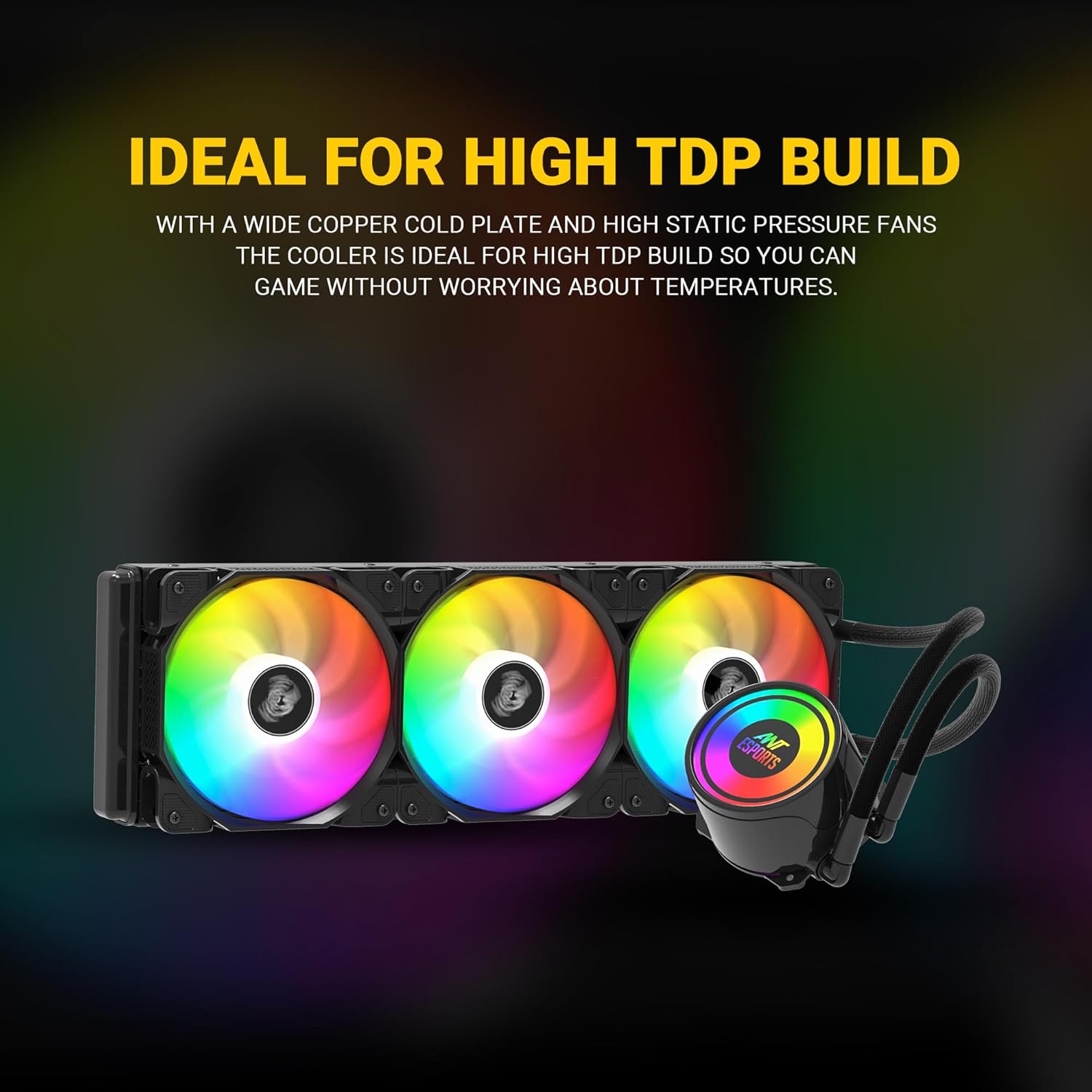 ANT ESPORTS ICE-360 ARGB 360MM AIO LIQUID COOLER BLACK - Image 2