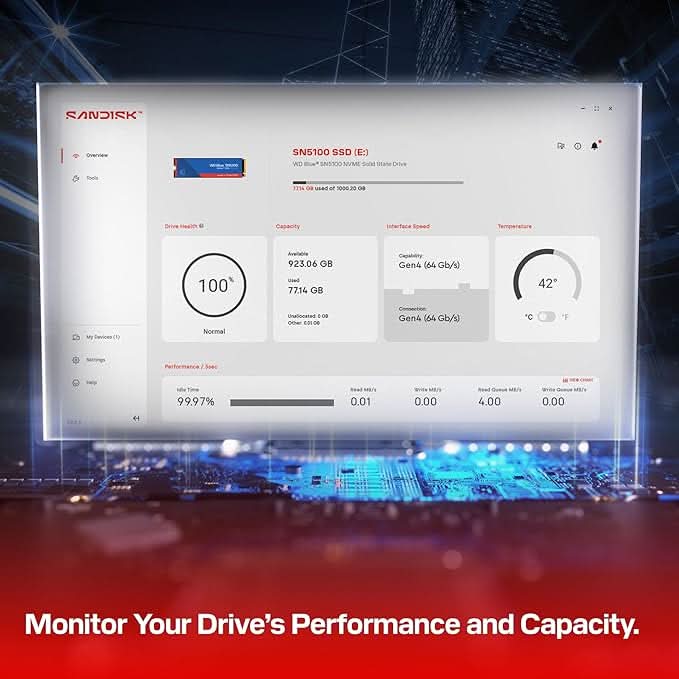 Western Digital WD Blue SN5100 NVMe 1TB, Upto 7100MB/s R SSD WDS100T5B0E-00CPE0 - Image 6