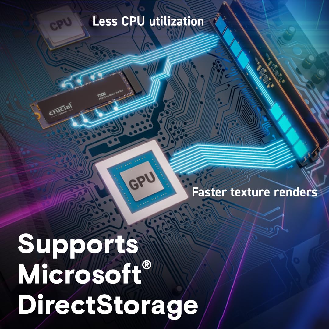 CRUCIAL T500 1TB PCIE GEN4 NVME M.2 SSD WITH HEATSINK CT1000T500SSD5 - Image 4