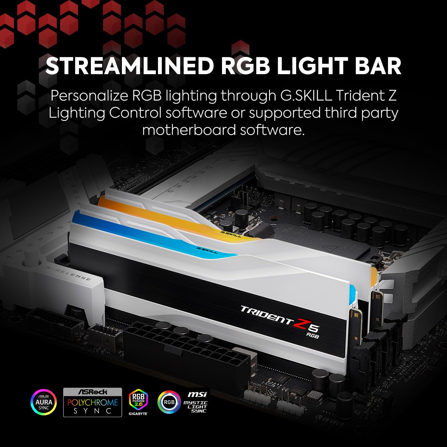 GSKILL MEMORY F5-6000J3040G32GX2-TZ5RW - 64GB (32GBX2) 6000MHZ TRIDENT Z5 DDR5 RGB WHITE CL30 - Image 3