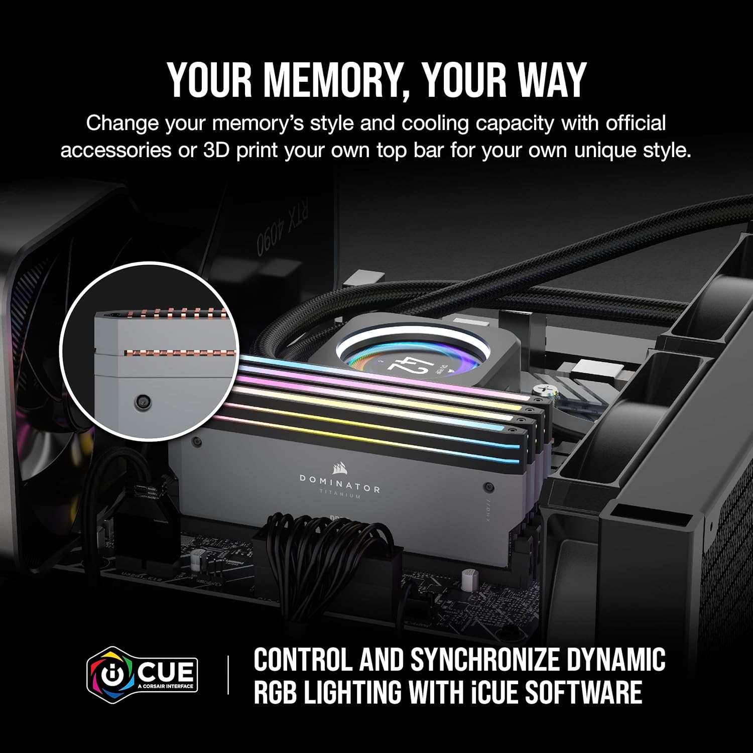 CORSAIR MEMORY CMP32GX5M2B6000Z30 DOMINATOR TITANIUM 32GB (2X16GB) DDR5 6000 CL30-36-36-76 1.4V AMD EXPO & INTEL XMP - GREY - Image 4