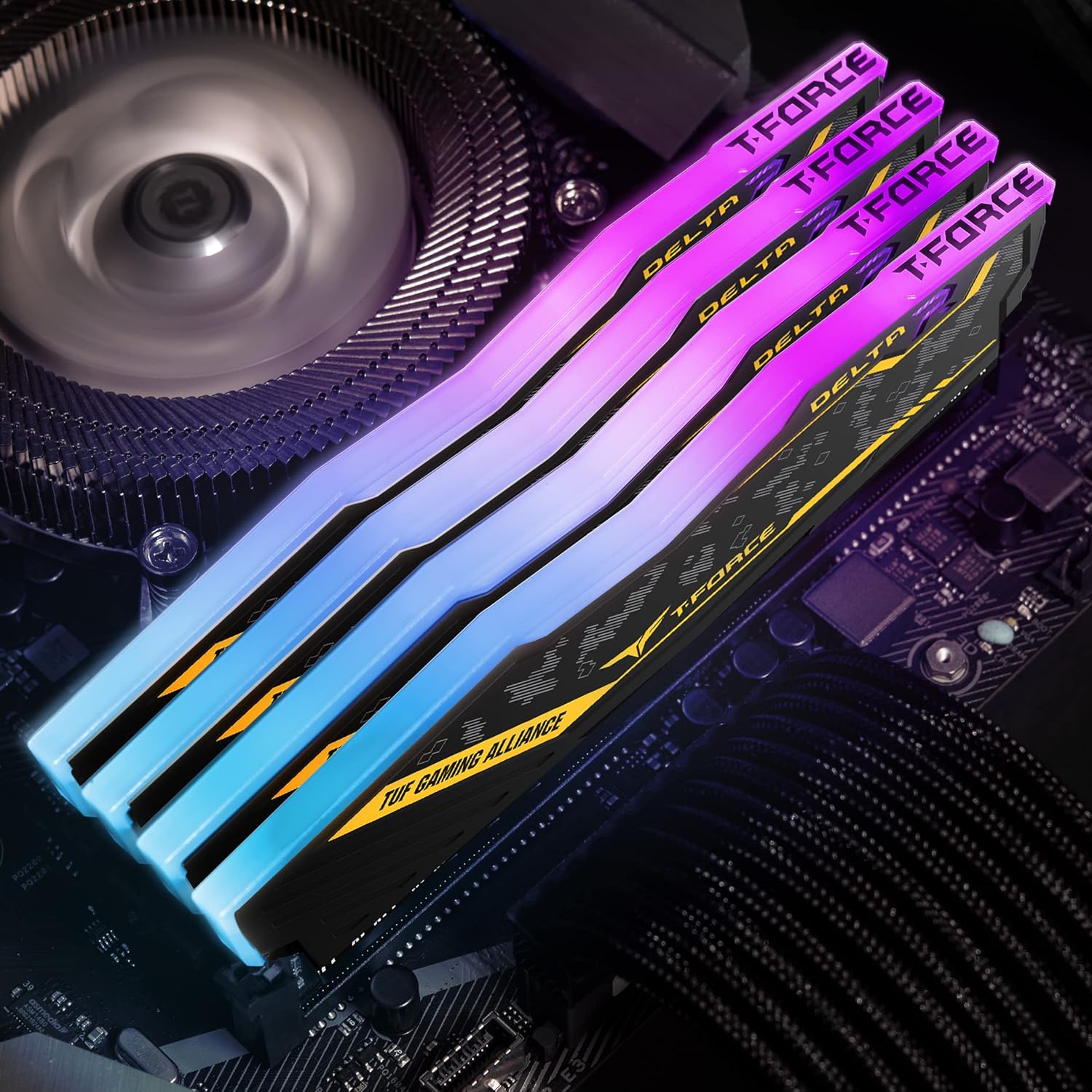 TEAMGROUP T-FORCE DELTA RGB TUF 32GB (16GBX2) DDR4 3200MHZ YELLOW DESKTOP RAM - Image 2
