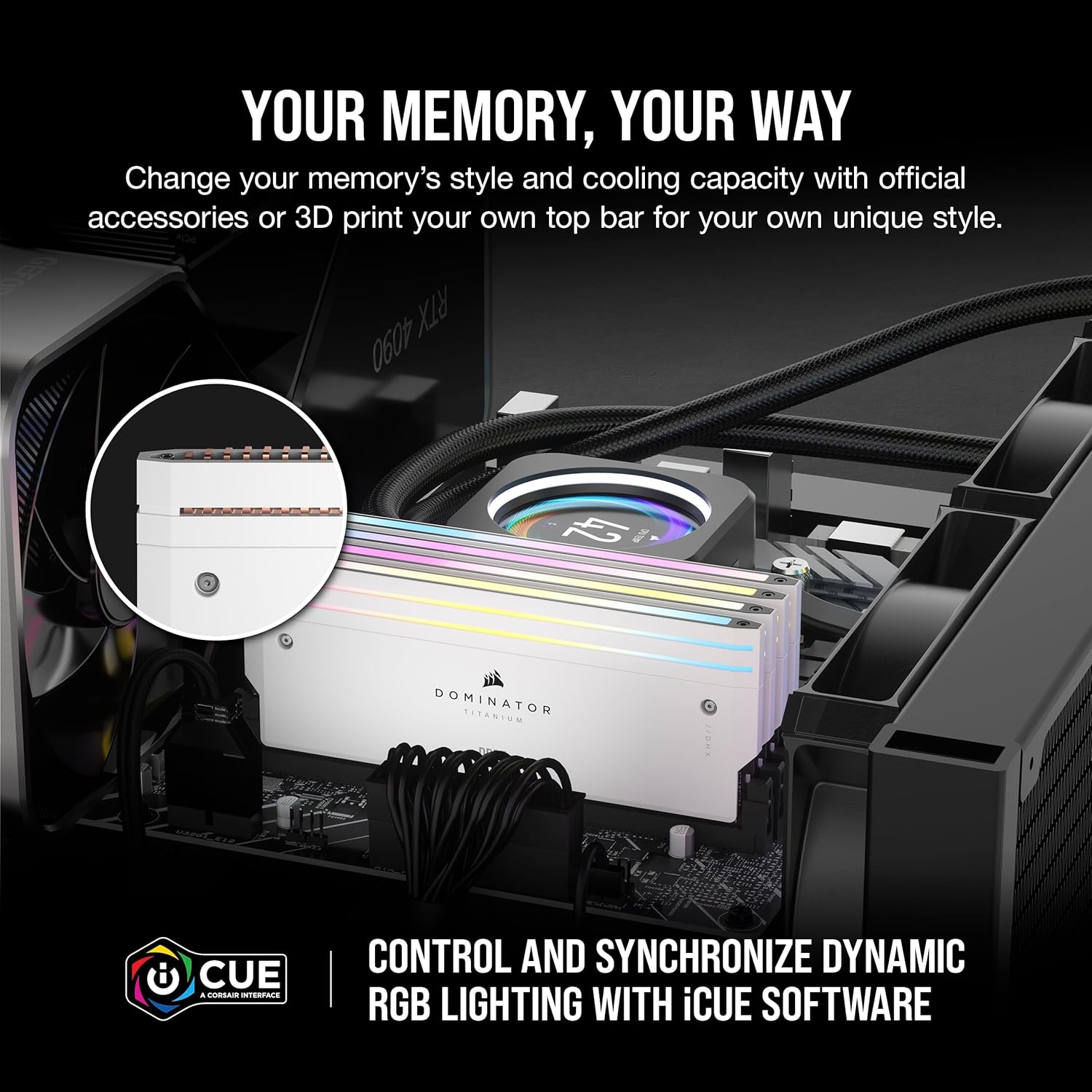CORSAIR MEMORY CMP32GX5M2X7200C34W DOMINATOR TITANIUM RGB 32GB (2X16GB) DDR5 DRAM 7200MT/S CL34 INTEL XMP MEMORY KIT WHITE - Image 3