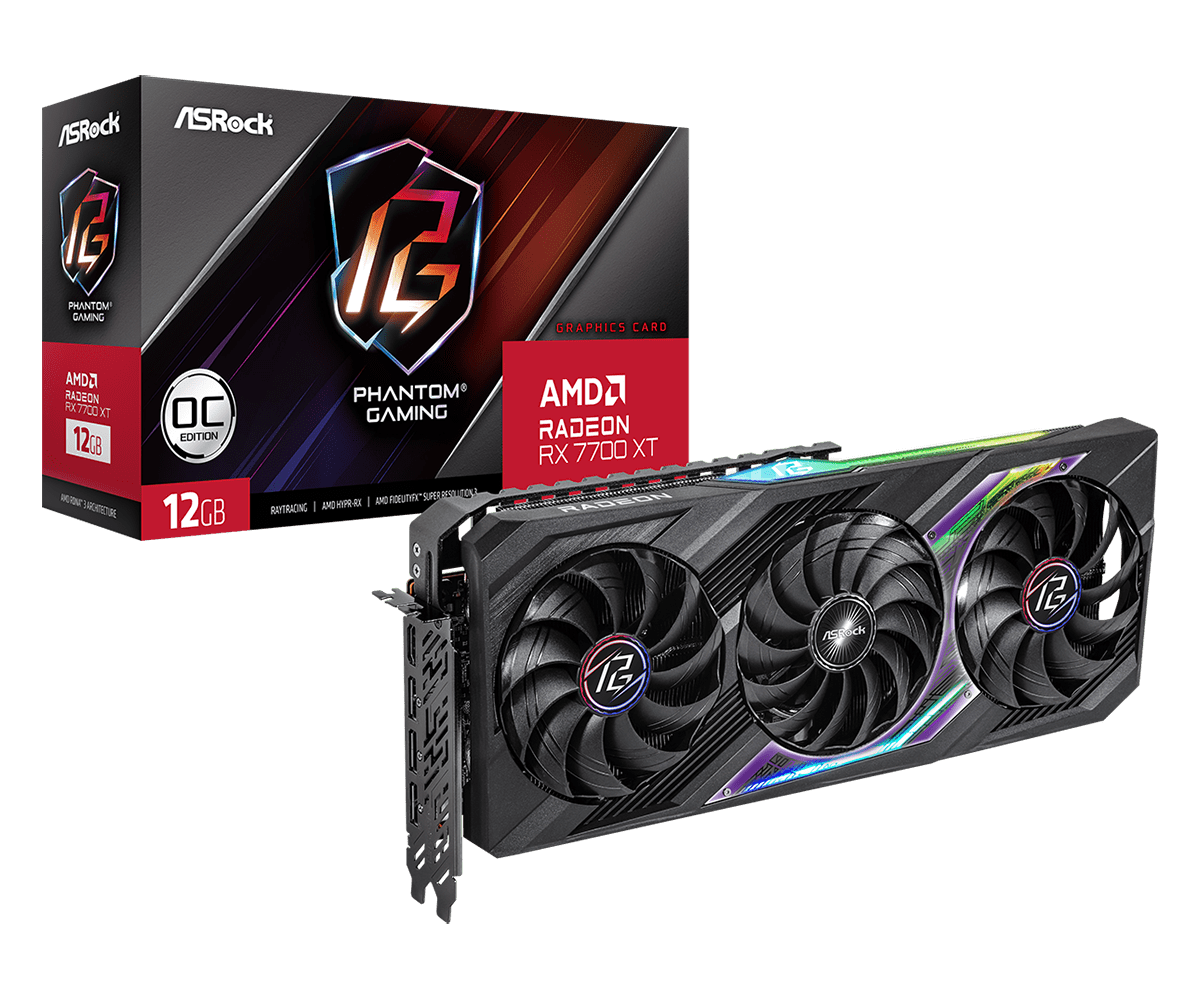 ASRock Radeon RX 7700 XT 12GB GDDR6 Graphics Card Phantom Gaming