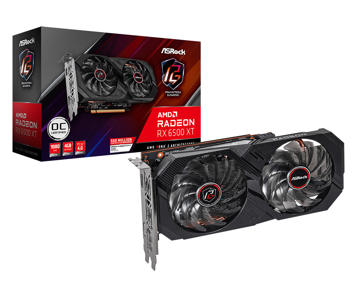 ASROCK RX 6500 XT PHANTOM GAMING D OC 4GB GAMING GRAPHICS CARD
