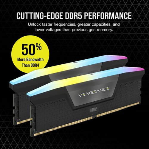 CORSAIR VENGEANCE-CMH96GX5M2B6400C32- RGB DDR5 96GB (2X48GB) DDR5 6400 CL32-40-40-84 1.4V STD PMIC INTEL XMP MEMORY - BLACK - Image 4