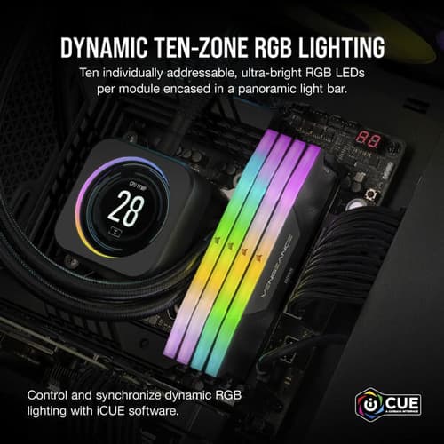 CORSAIR VENGEANCE-CMH96GX5M2B6400C32- RGB DDR5 96GB (2X48GB) DDR5 6400 CL32-40-40-84 1.4V STD PMIC INTEL XMP MEMORY - BLACK - Image 5