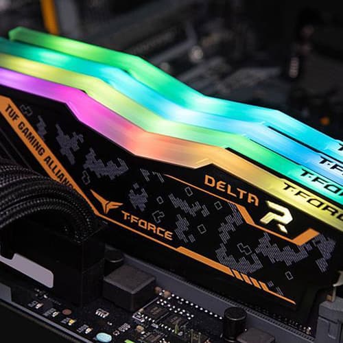 TEAMGROUP T-FORCE DELTA TUF GAMING ALLIANCE RGB 16GB (8GBX2) DDR4 3200MHZ DESKTOP RAM (BLACK) - Image 2