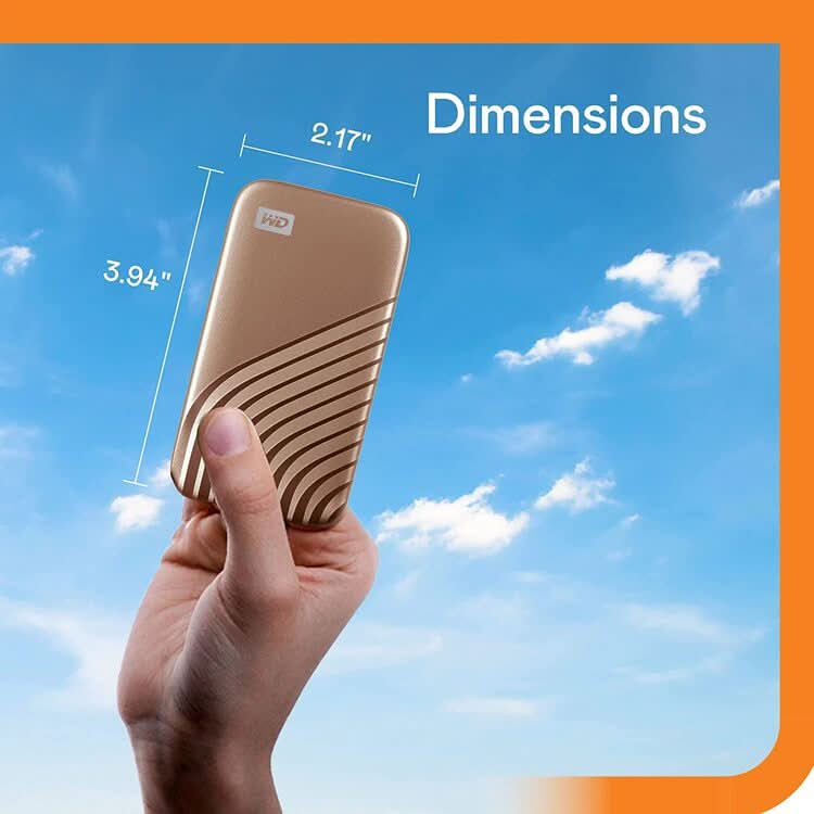 WESTERN DIGITAL 500GB MY PASSPORT GOLD EXTERNAL SSD - Image 2