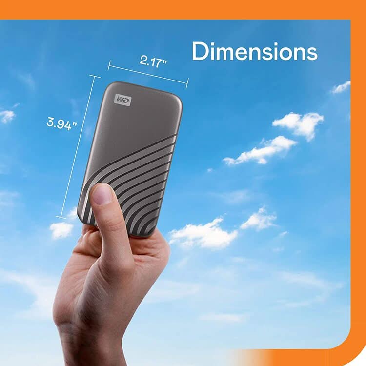 WESTERN DIGITAL MY PASSPORT 500GB GREY EXTERNAL SSD - Image 2