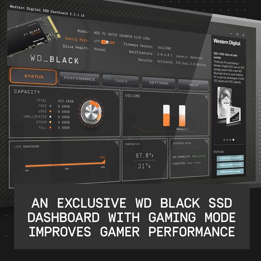 WESTERN DIGITAL BLACK NVME SN750 1 TB M.2 2280-S3-M PCIE GEN3 INTERNAL SSD - Image 3