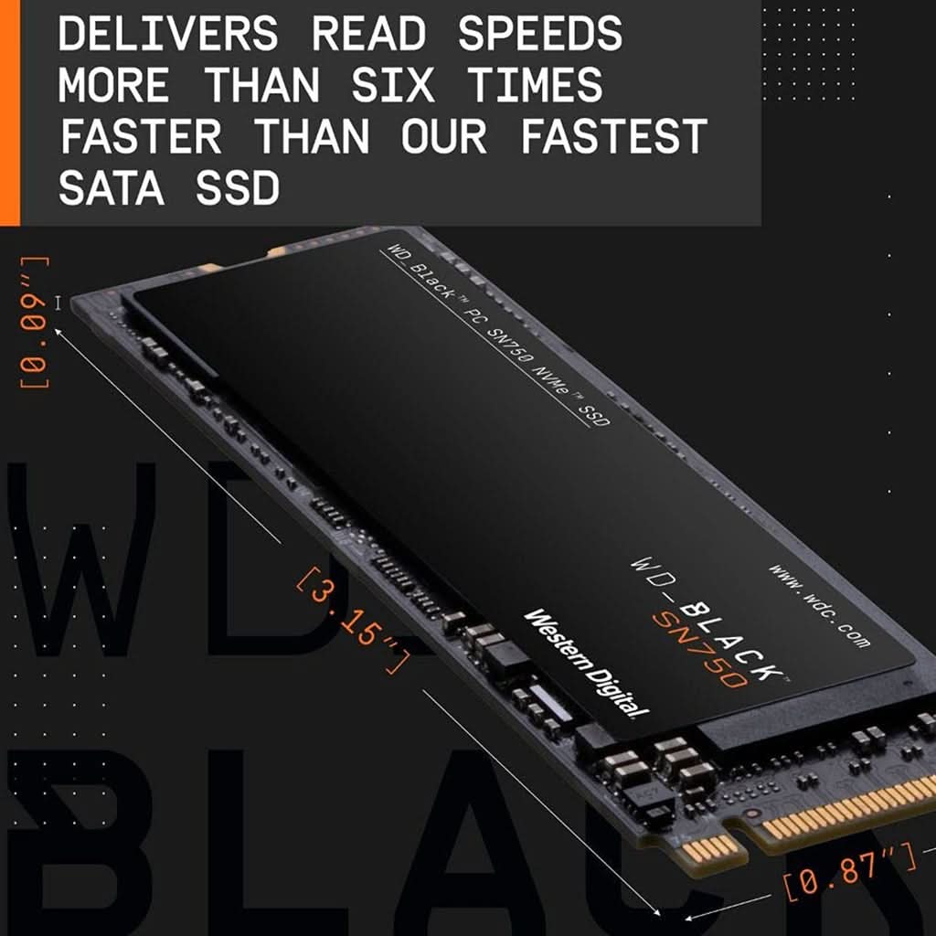 WESTERN DIGITAL BLACK NVME SN750 1 TB M.2 2280-S3-M PCIE GEN3 INTERNAL SSD - Image 2